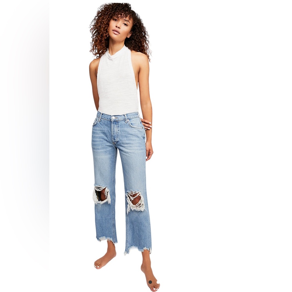 NWT Free People Maggie Mid-Rise Straight-Leg Jeans - Picture 5 of 12